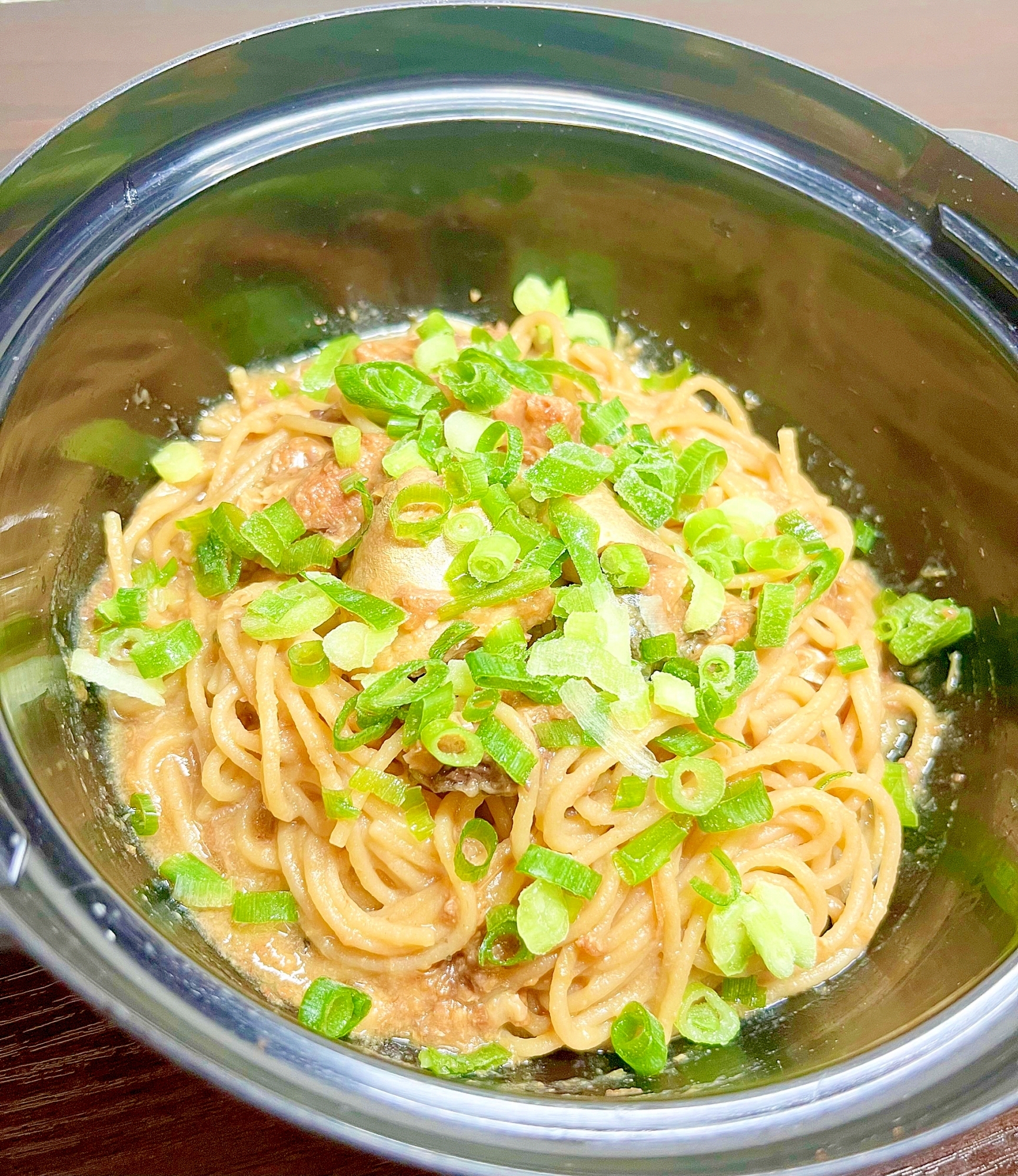 簡単レンジのみ⭐︎さば味噌缶とめんつゆで和風パスタ
