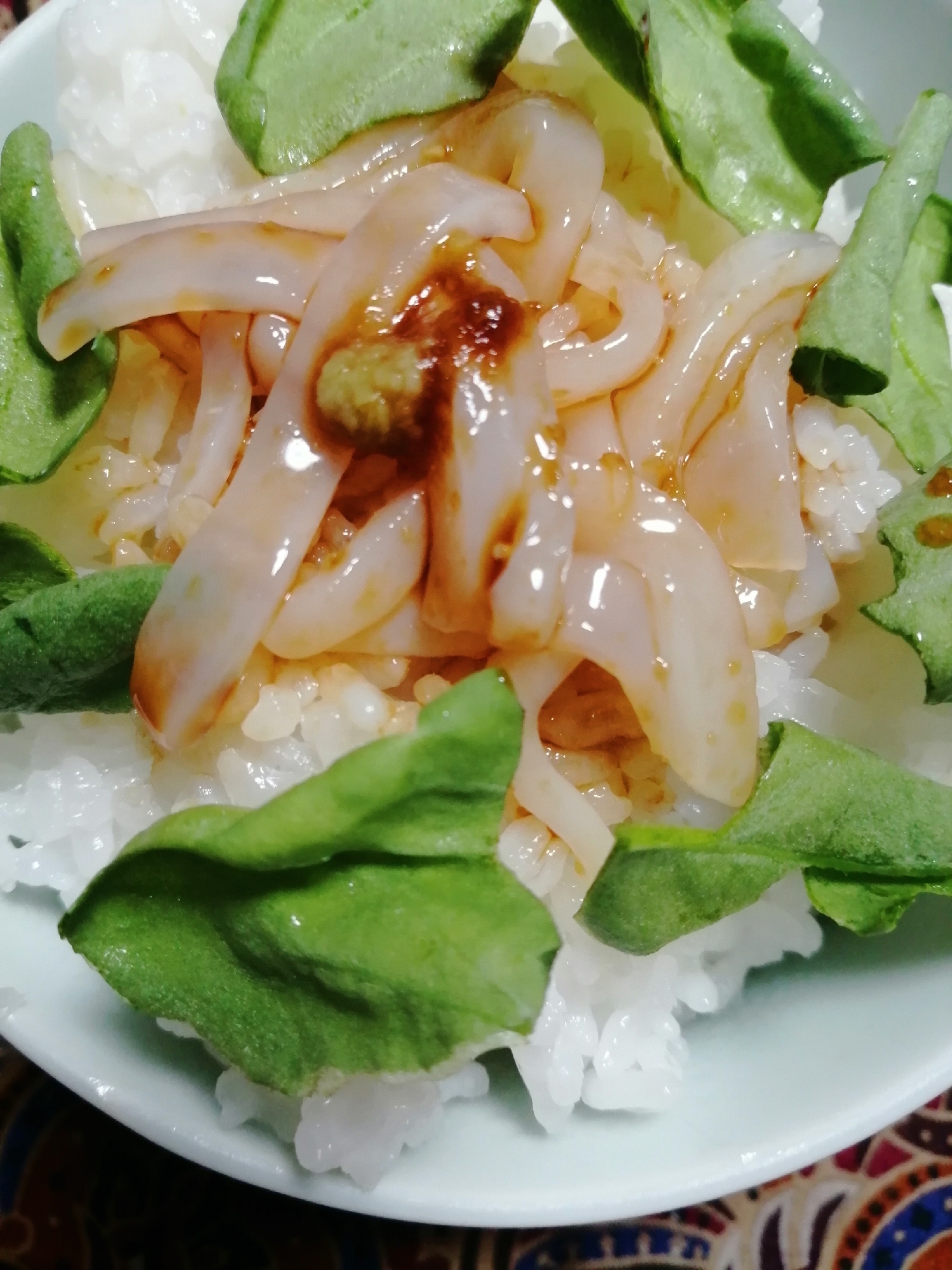 いかそうめん醤油わさび漬け丼