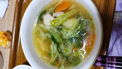 鶏肉とねぎのあったか生姜スープ