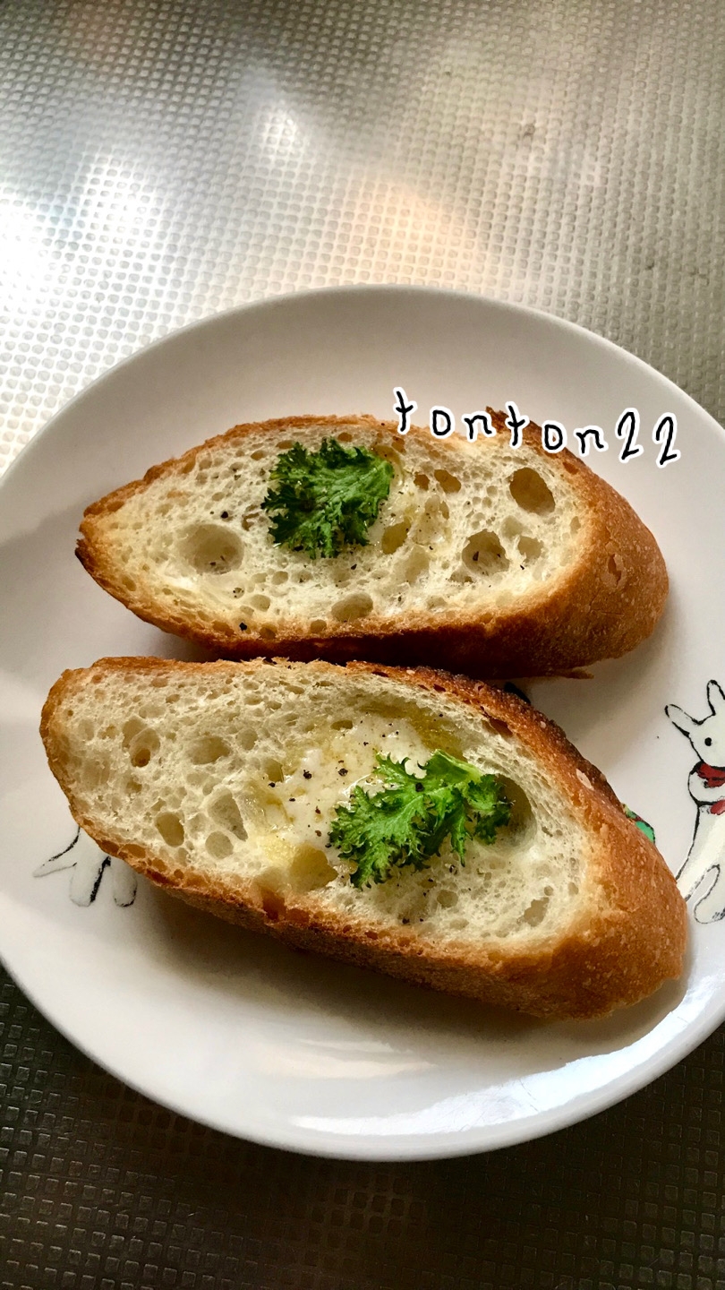 バターわさび菜バゲットトースト☆