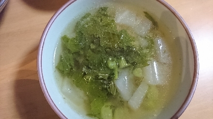 豆腐と大根菜の味噌汁