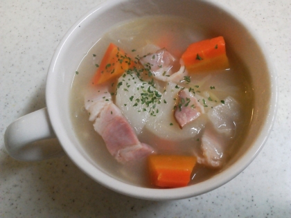 毎日寒いので温まるスープは嬉しいですね～(o^^o)
ポカポカ～になりましたぁ～!(^^)!