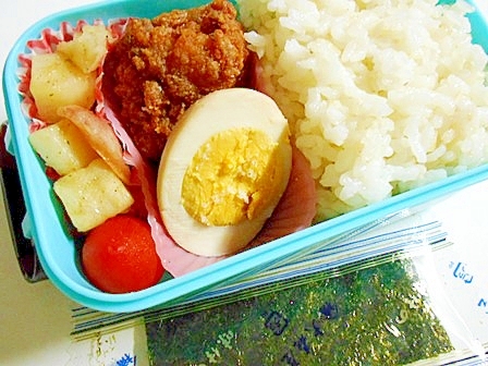 鶏唐と味玉で　親子弁当♪