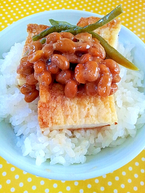 ✿納豆と厚揚げ豆腐のご飯❤