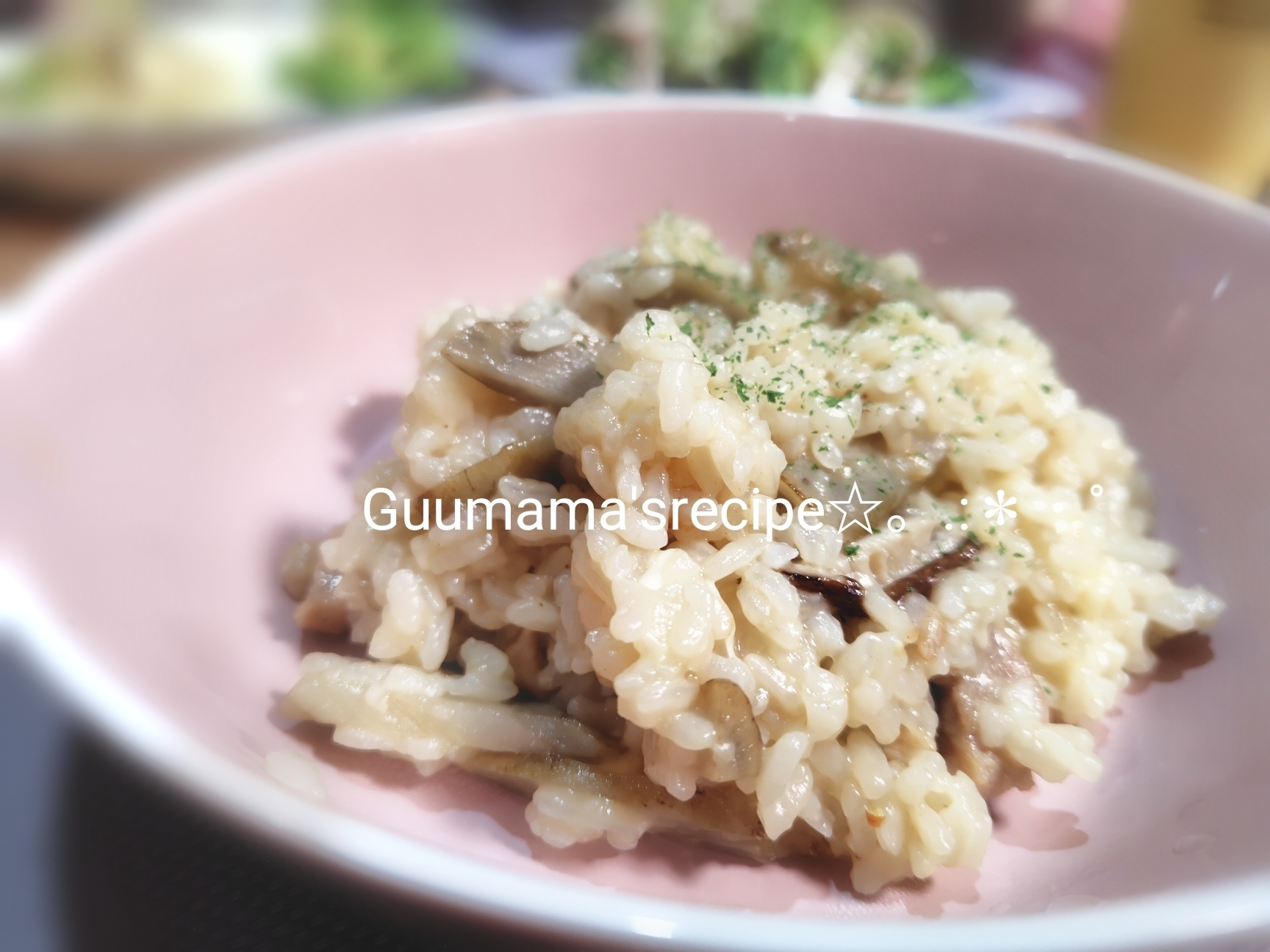 フライパンで簡単♡和洋風♡ごぼうと鶏肉のリゾット