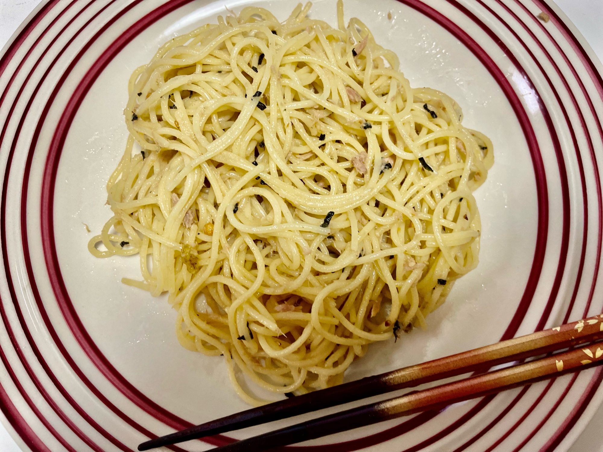 簡単！ズボラ飯！ツナとお茶漬けの素のパスタ！