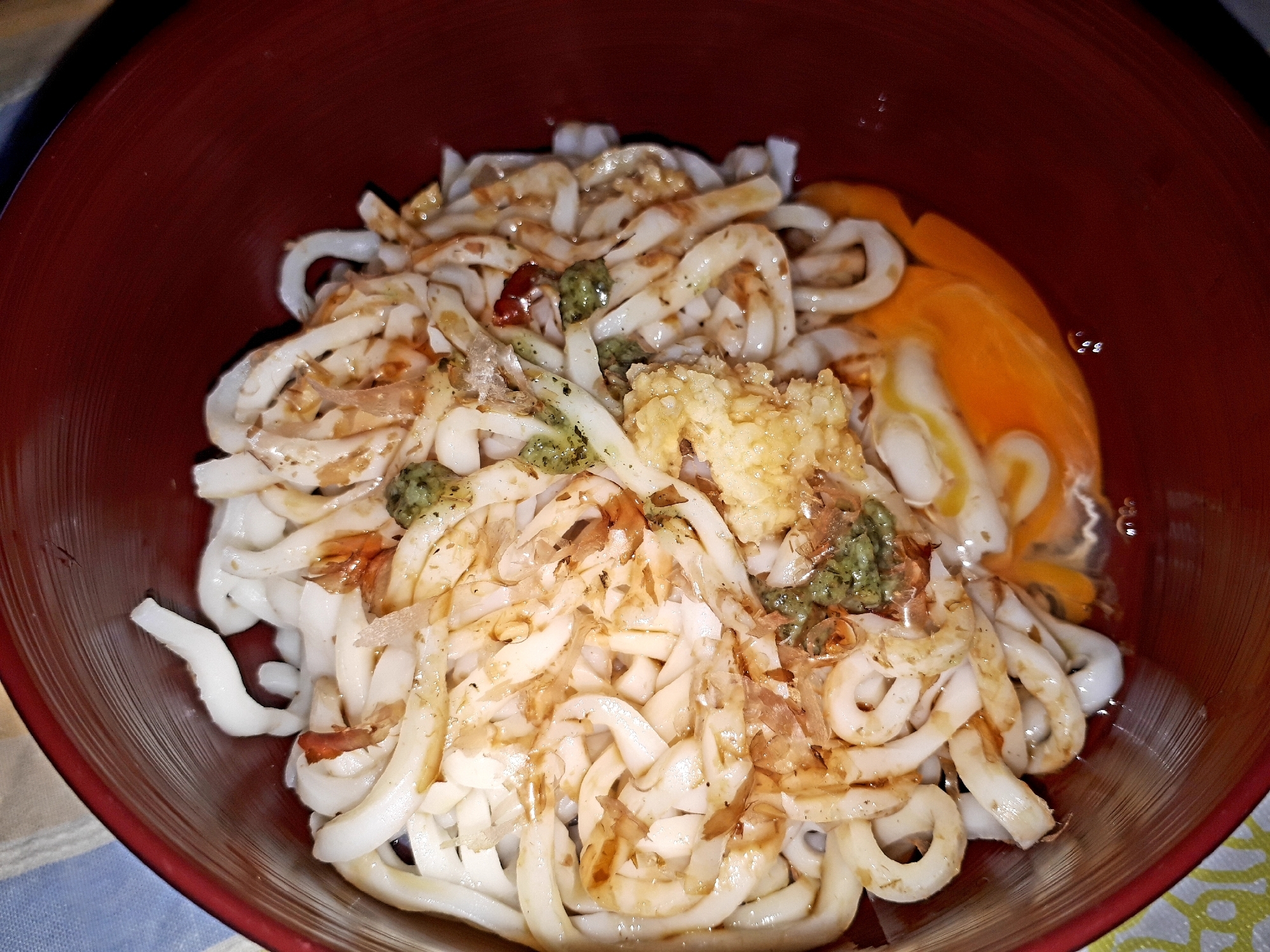 冷やし玉子生姜うどん