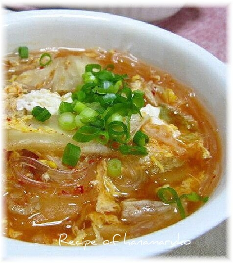 身体の芯からポッカポカ はるさめキムチスープ レシピ 作り方 By はなまる子 楽天レシピ