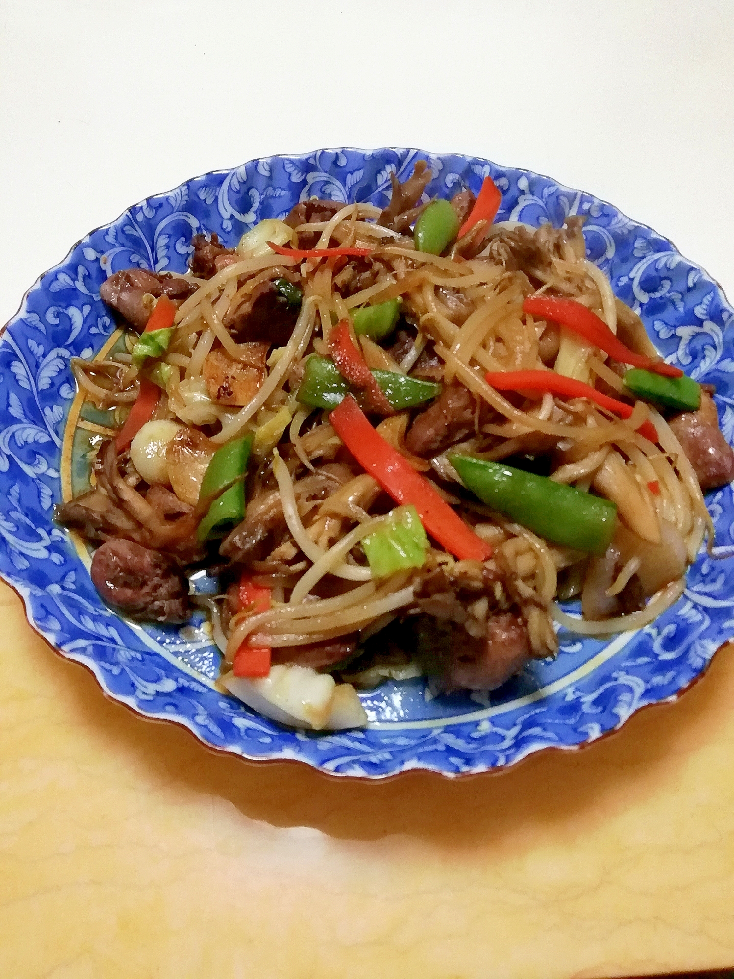 鶏ハツ.レバーと野菜.まいたけのスタミナ炒め