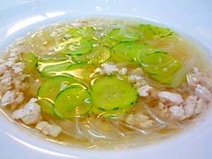 きゅうりと鶏ひき肉と春雨の中華スープ レシピ 作り方 By ぽんぽんぷー 楽天レシピ