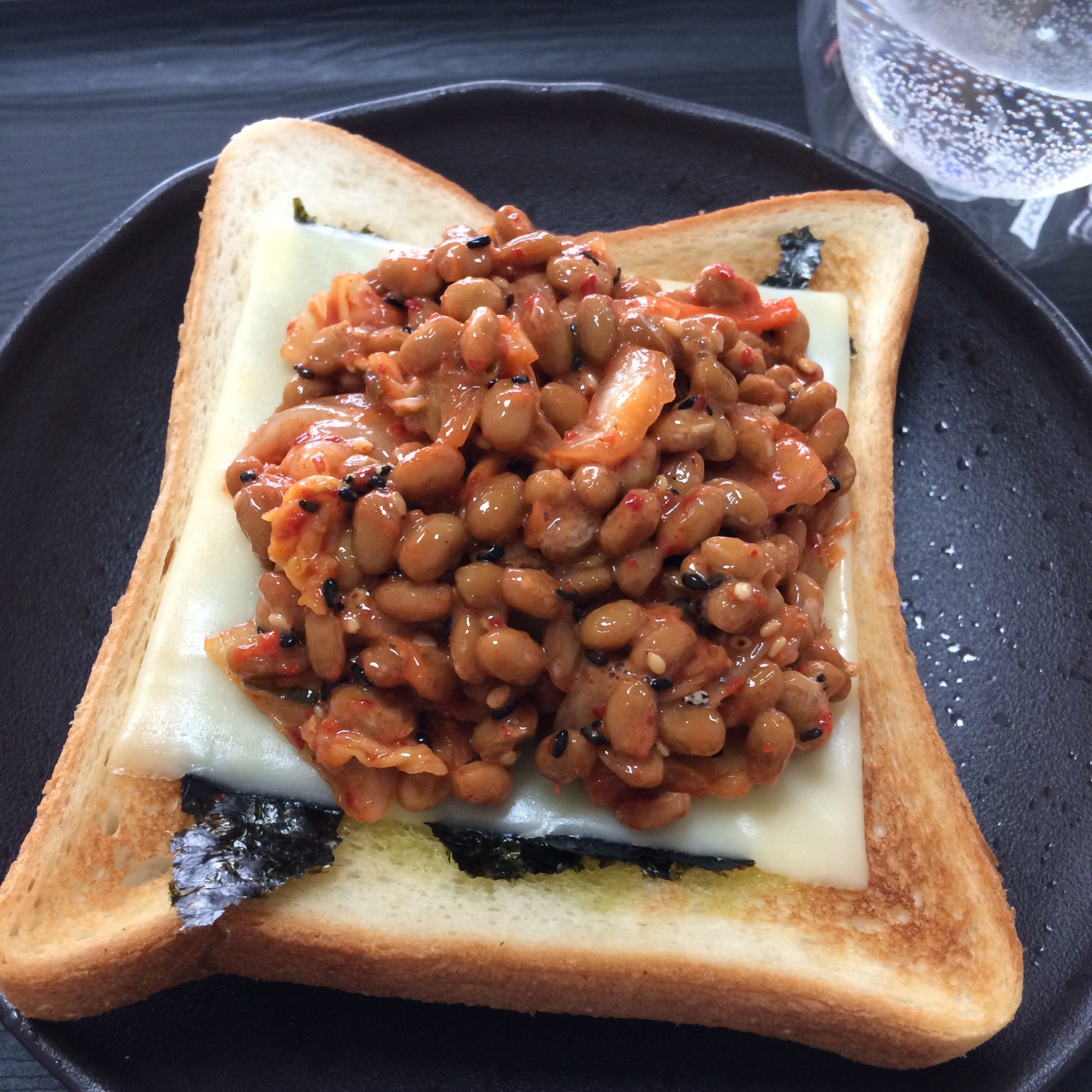 海苔キムチチーズ納豆トースト☆