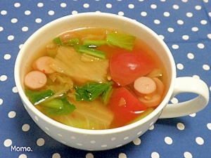 トマトと小松菜のキムチスープ