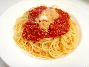 ハンバーグを使ってお手軽ミートソーススパゲッティ
