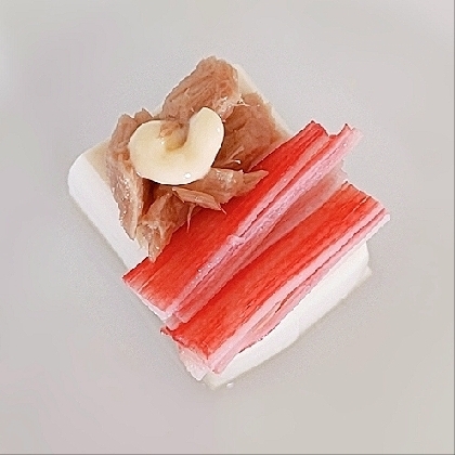 乗せるだけ♪カニカマツナマヨ♪冷奴