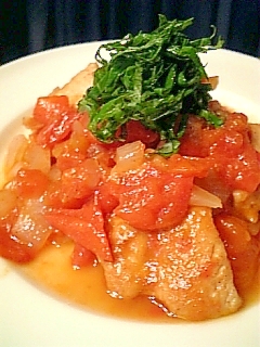 鶏むね肉でチキントマトソテー♪