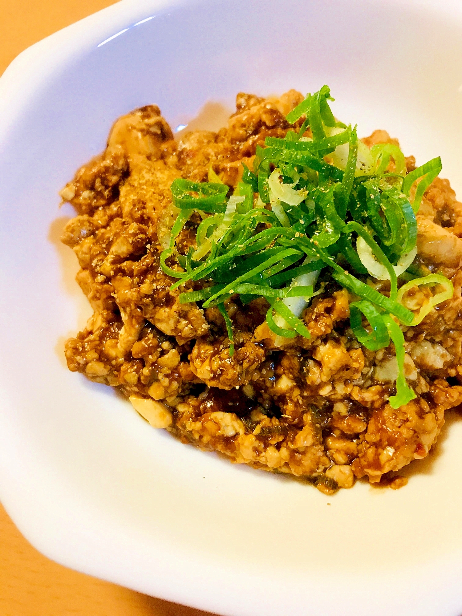 甜麺醤＆赤味噌●鶏ひき肉の麻婆豆腐