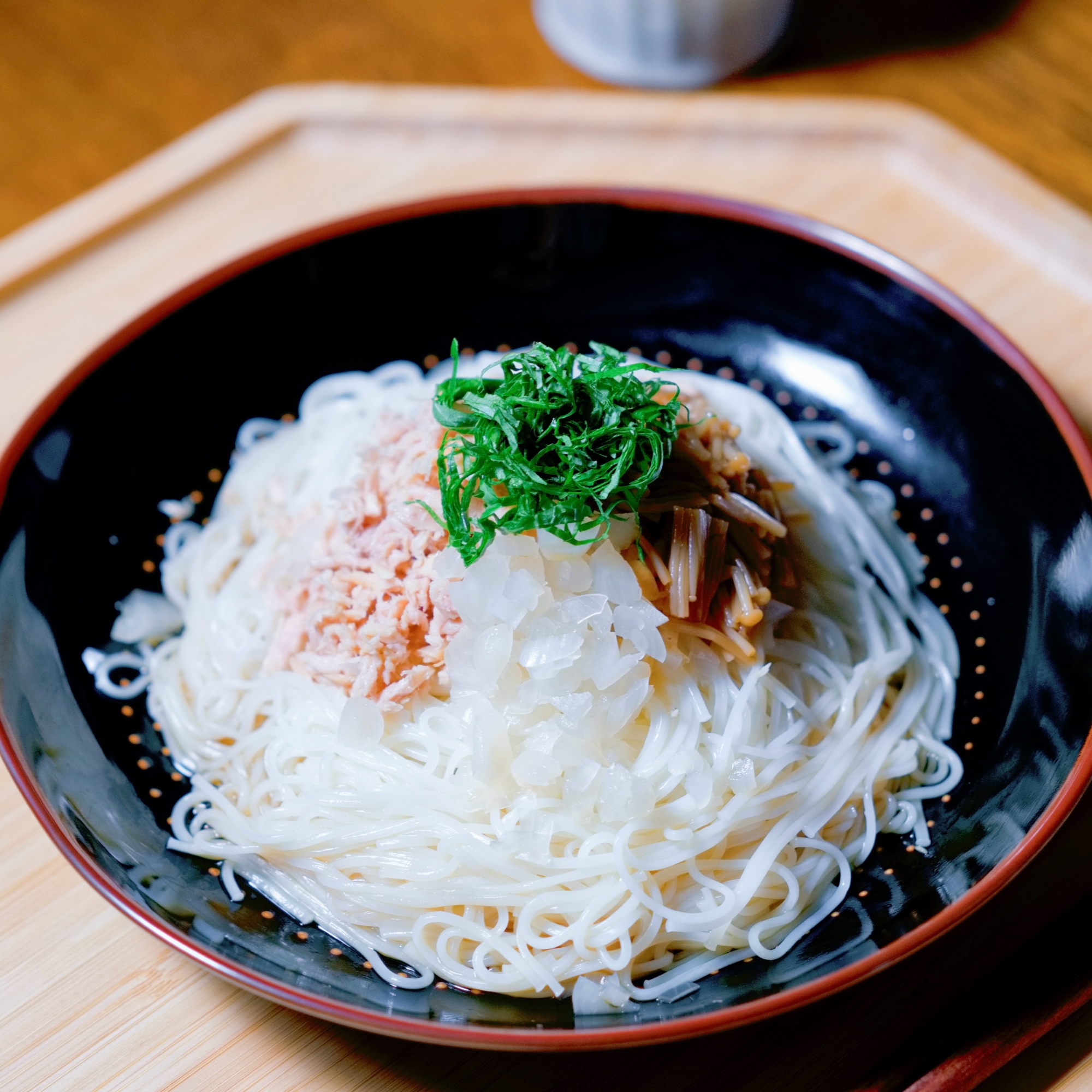 パッとできる！なめたけ、らっきょう、ツナのそうめん