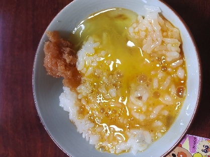 辛子明太子とねぎと麺つゆの卵かけご飯