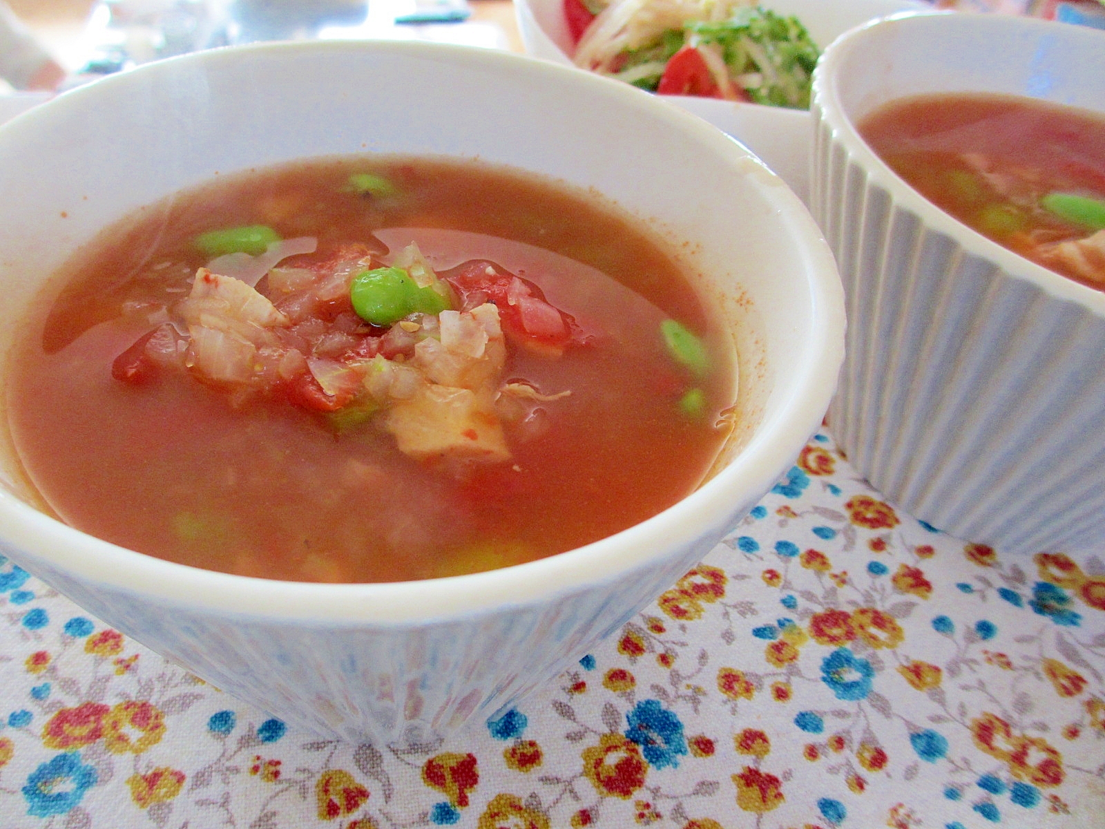 枝豆とトマトのスープ