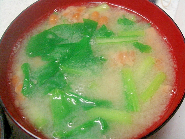 小松菜と納豆の味噌汁