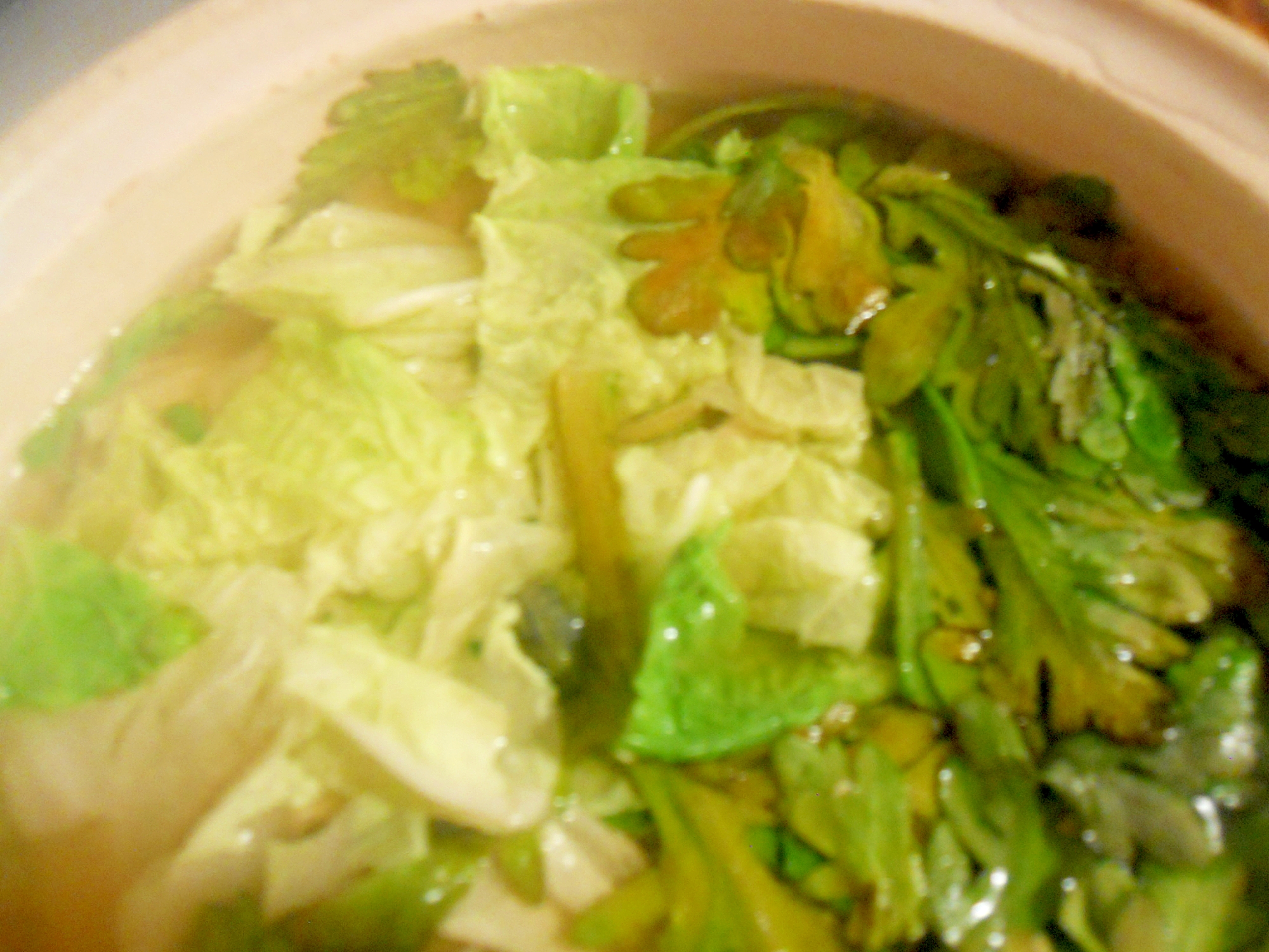 シンプル　白菜と春菊　味噌風味の中華鍋