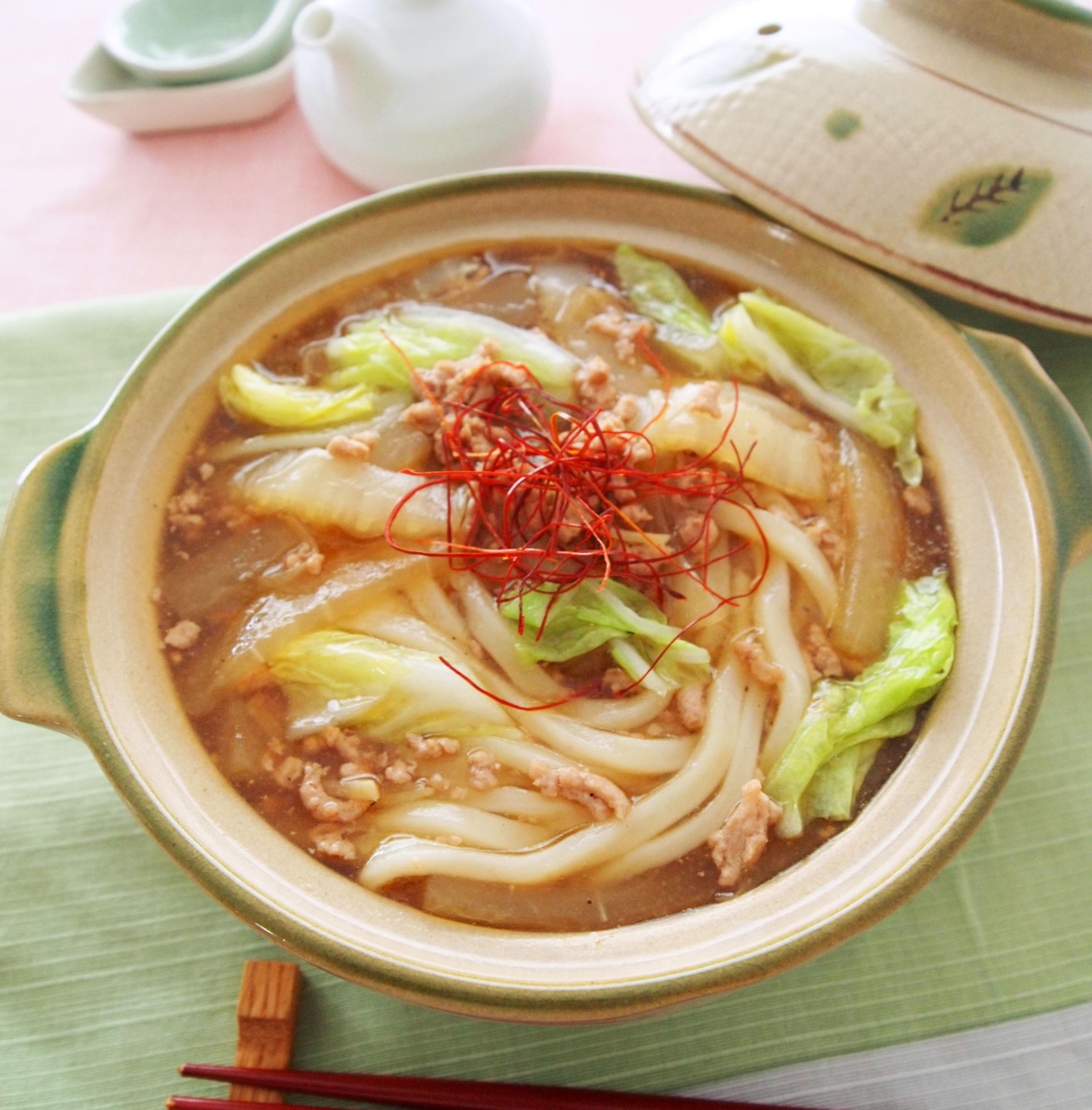 大根と白菜の肉あんかけ鍋うどん