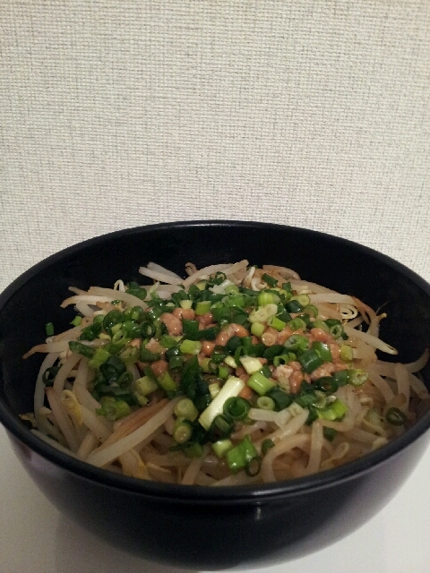 納豆もやしのポン酢パスタ