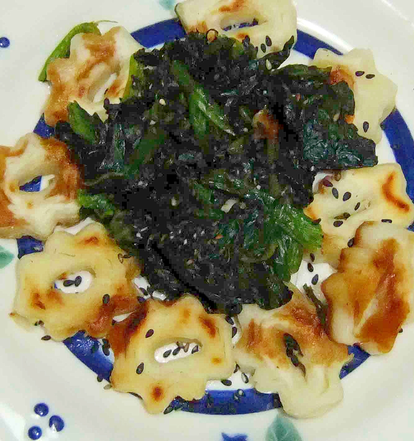 ちくわ麩とほうれん草で小さなおかず