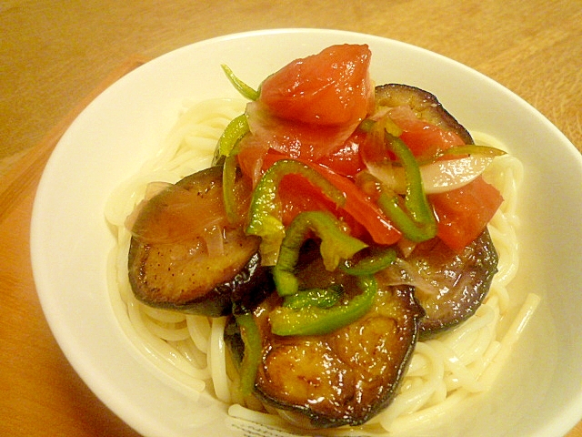 ナスとトマトの和風マリネのせうどん