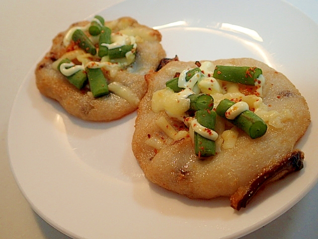 ＣＯで　木耳天のいんげんチーズ焼き（おつまみ）