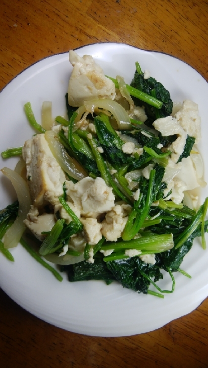 小松菜と豆腐のオイスター炒め