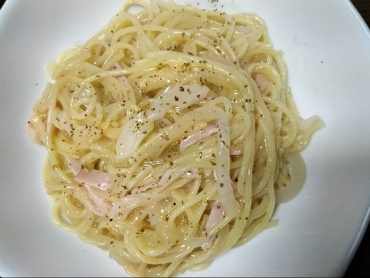 新玉ねぎで☘️全卵カルボナーラ
