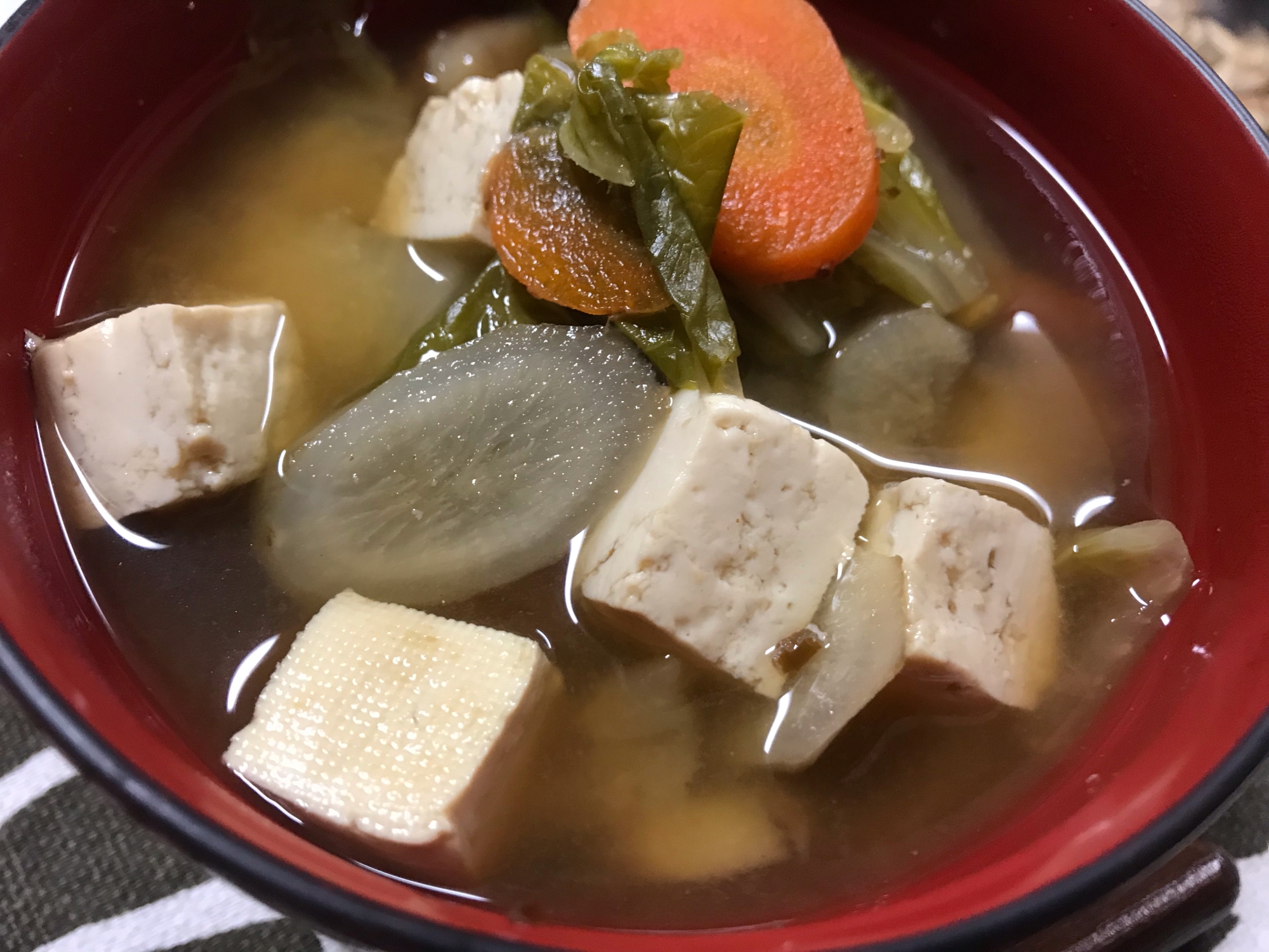 豆腐&ごぼう&白菜&にんじんの味噌汁