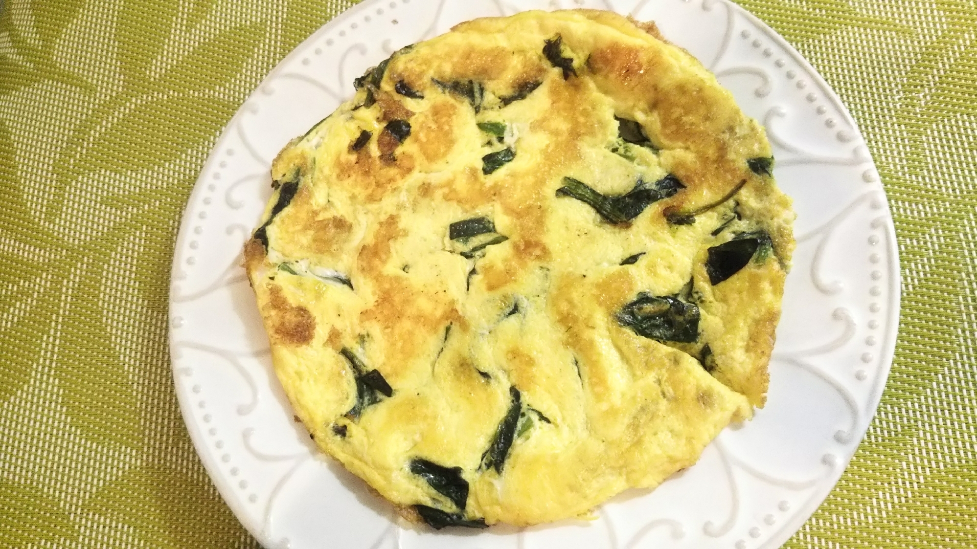 朝食に。ほうれん草のスパニッシュオムレツ