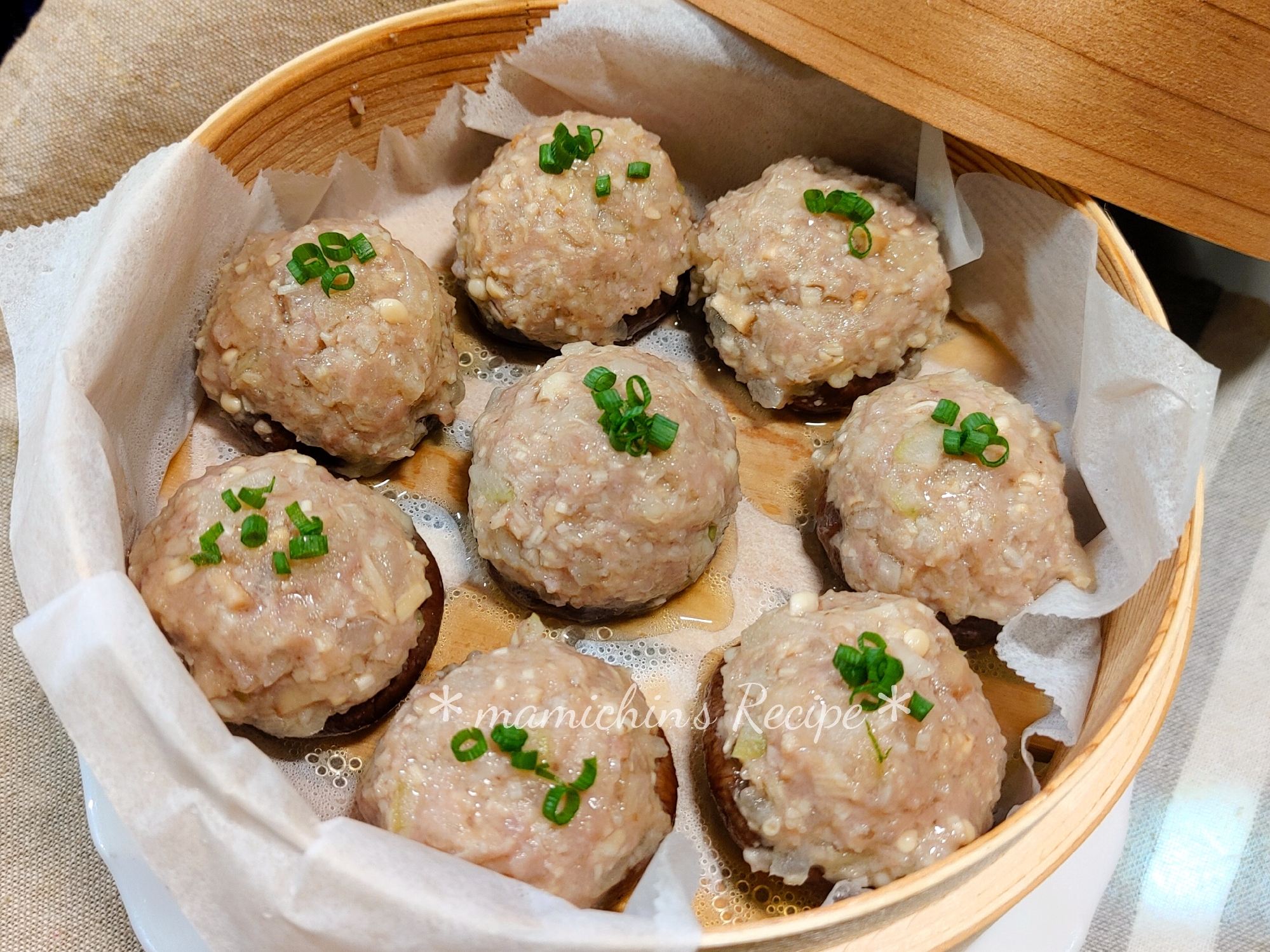 椎茸の肉詰め ＊ 蒸籠蒸し