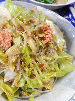 レタス春雨の焼きたらこ黒酢あえ