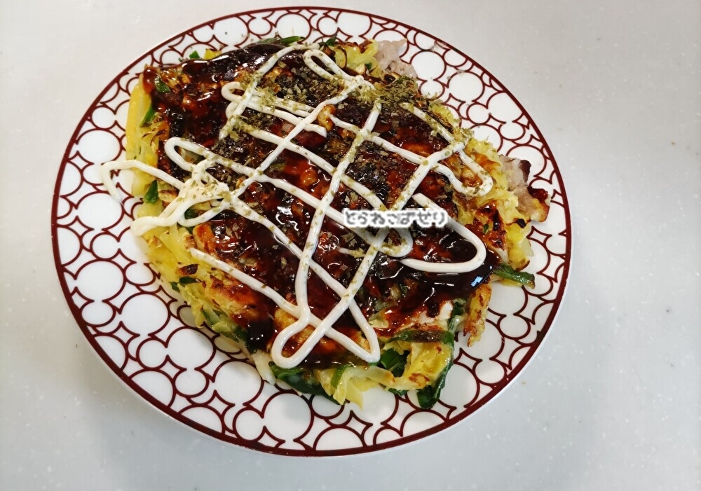 キャベツとにらのお好み焼き