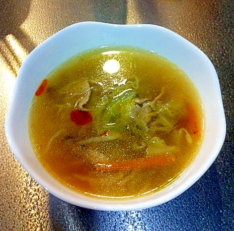 炒めて本格的な味に♪中華野菜スープ☆
