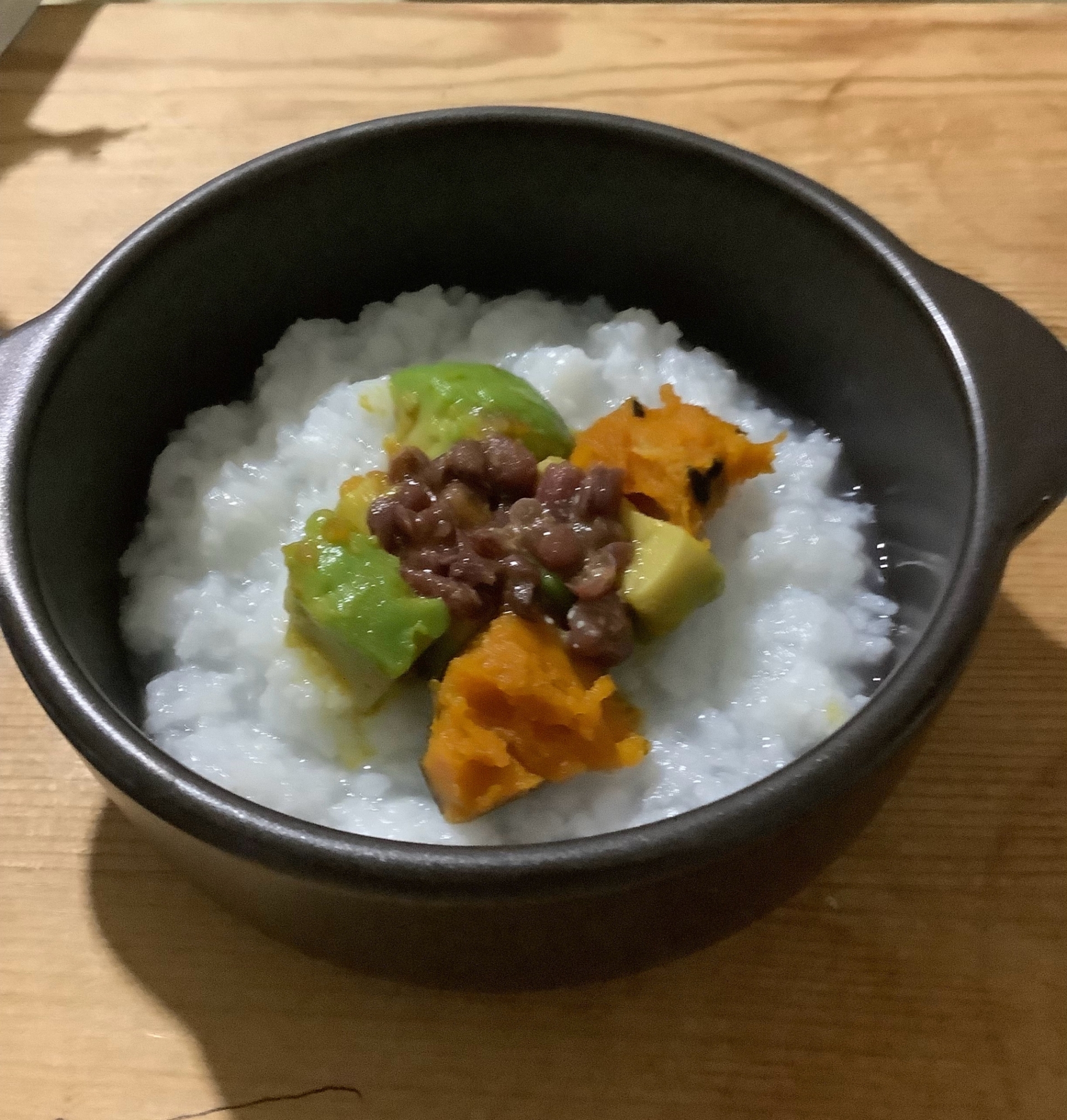 かぼちゃアボカド小豆乗せご飯♪