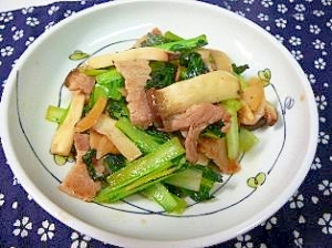 青菜（ターサイ）とエリンギ、豚肉炒め