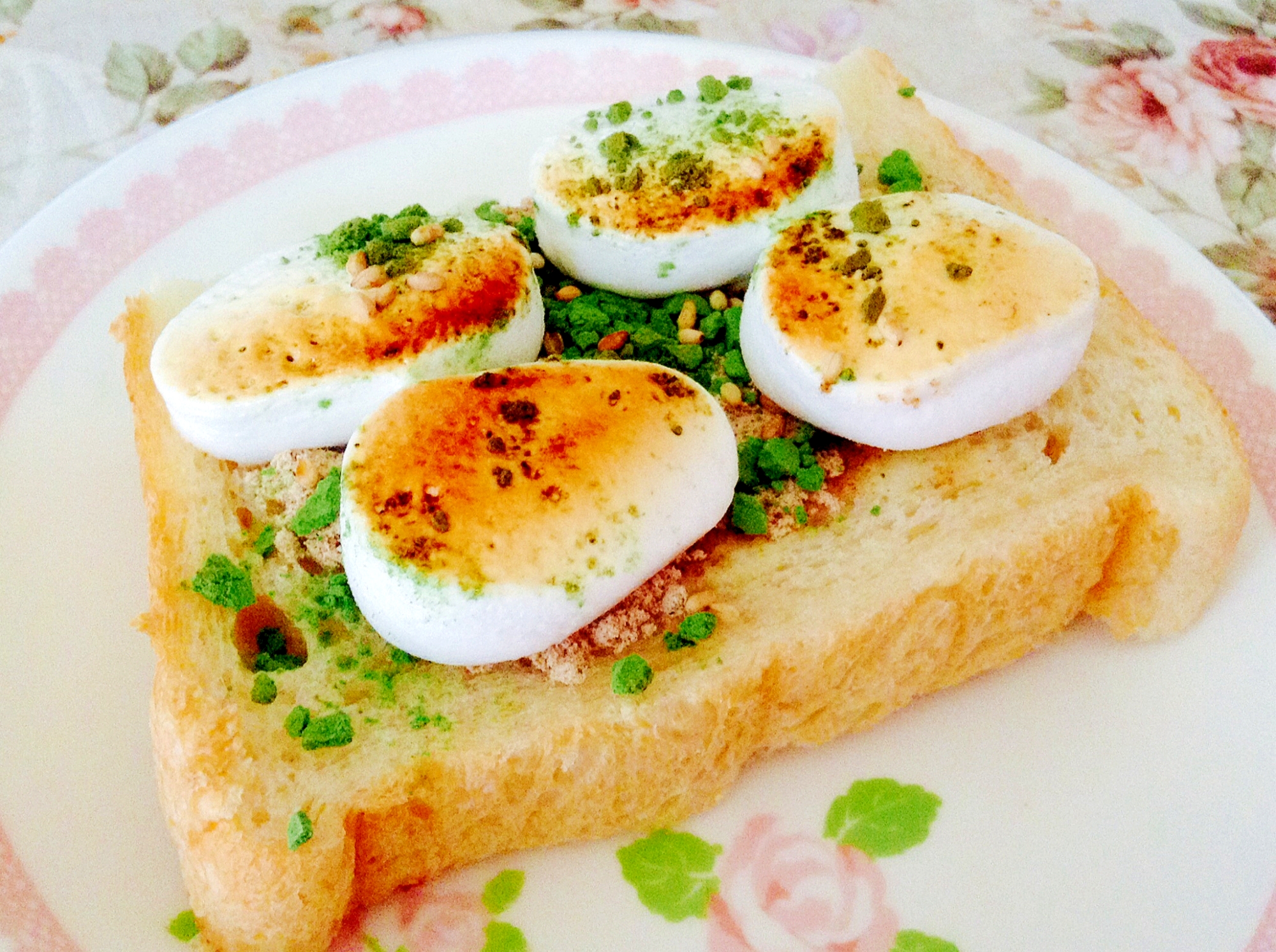 マシュマロじゅわっ♪はったい粉❤︎青汁❤︎トースト