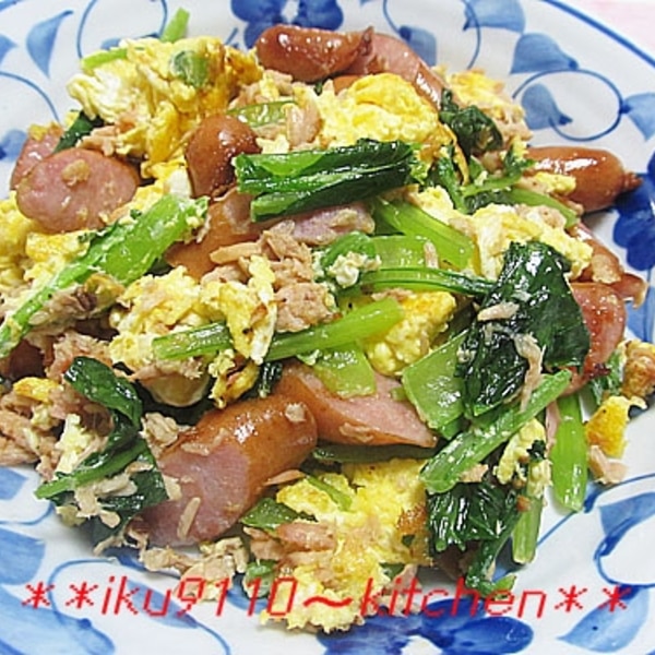 こまつなツナとウインナーの卵炒め レシピ 作り方 By イク9110 楽天レシピ こまつなツナとウインナーの卵炒め レシピ 作り方 By イク9110 楽天レシピ