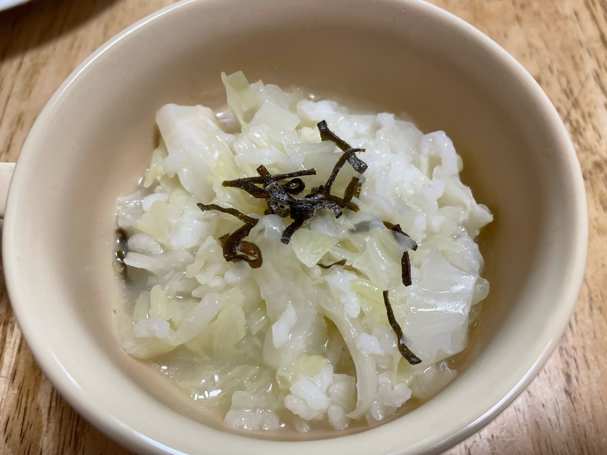 キャベツたっぷりのお粥