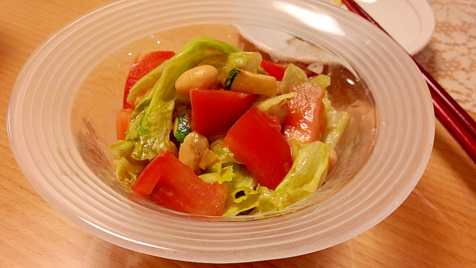 夏野菜とお豆の簡単サラダ