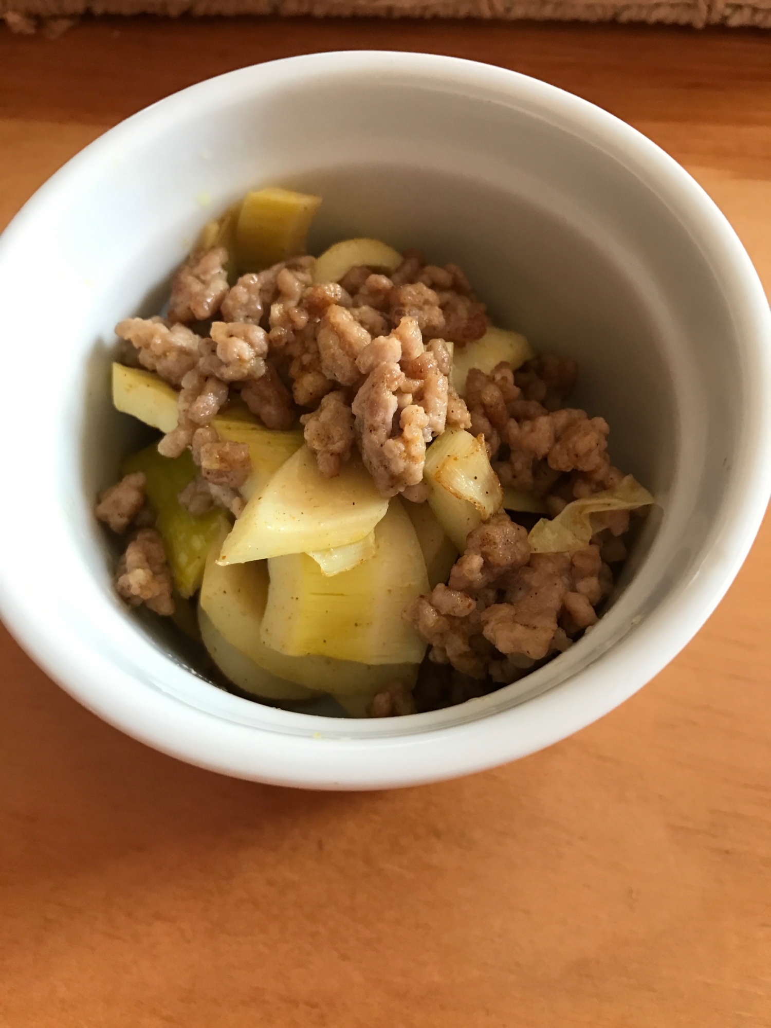 破竹とひき肉のカレー炒め