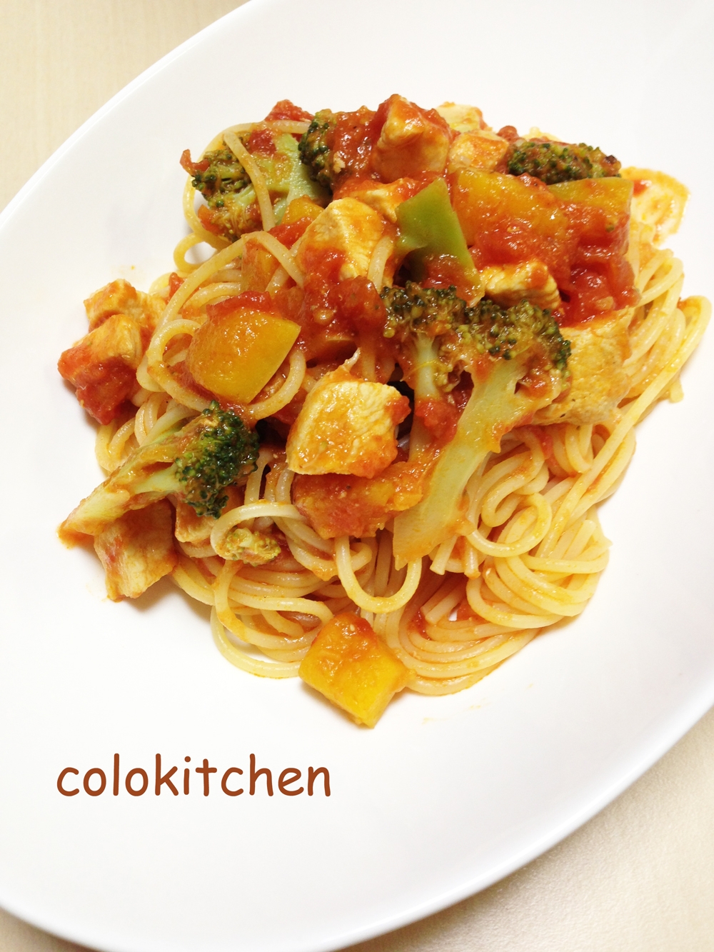 バターナッツスクワッシュのトマトソースパスタ