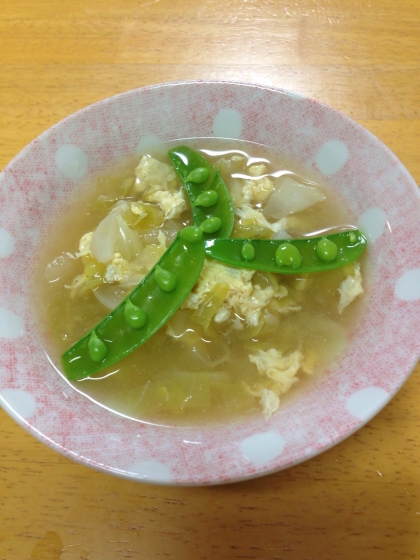 野菜たっぷり優しいお味で離乳食完了の娘がいっぱい食べてました(o^^o)
スナックえんどうの飾りがいいですね！春満載で美味しかったです♪♪