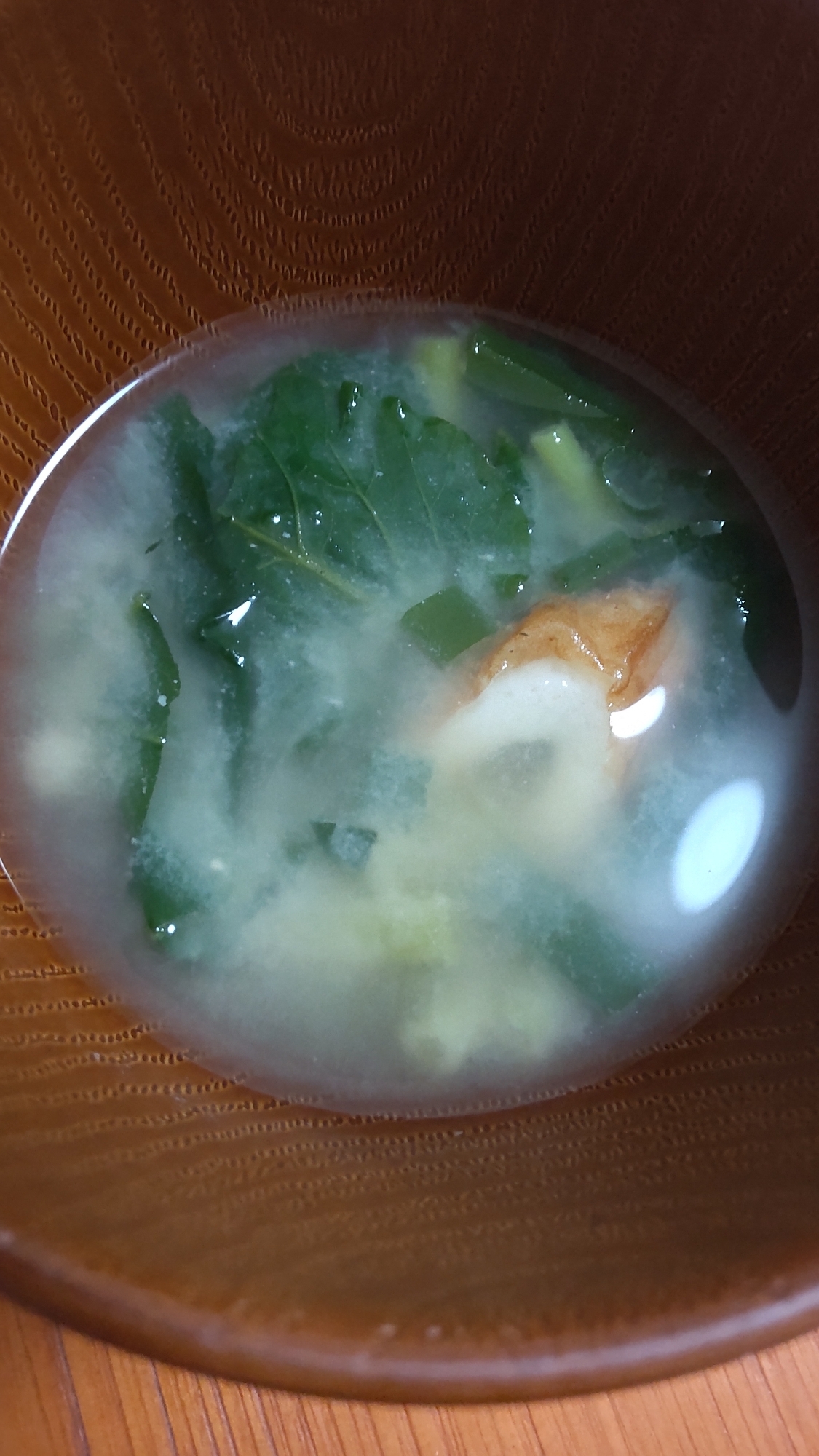 小松菜と小葱とちくわのお味噌汁