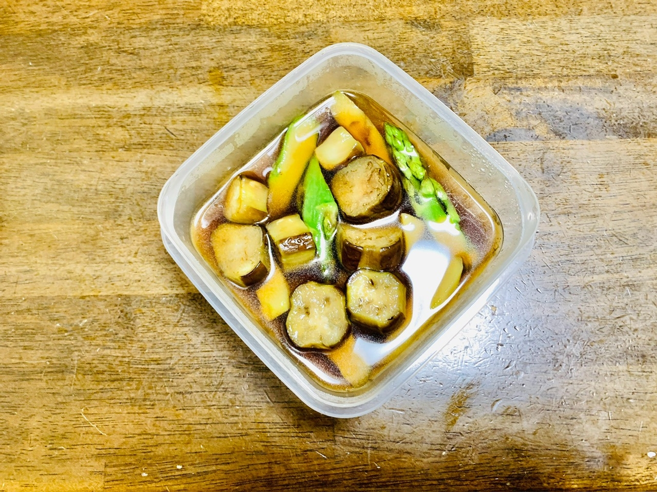 アスパラレシピ　なすとアスパラの煮浸し