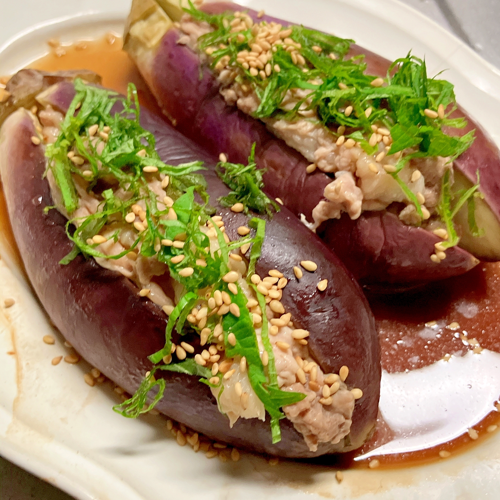 レンチン★丸ごとなすと豚のはさみ蒸し